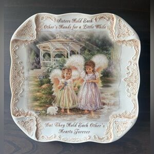 Decorative Sisters Angel Plate with Pastel Accents